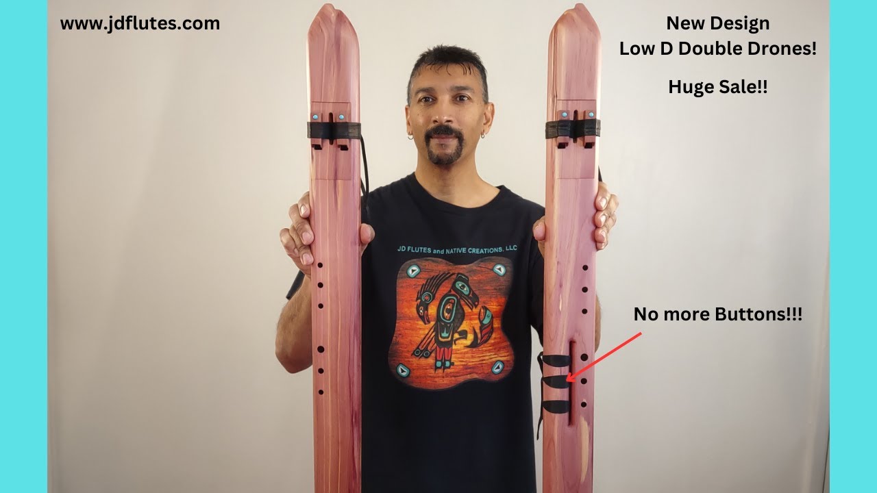 JD Flutes Low D Double Drone Flutes!! (New Design!) 6 hole and 9 hole! 432 hz!! Plays Effortless!!!