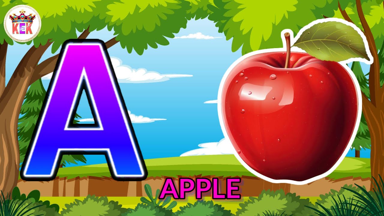 A for Apple phonics song, apple ball cat dog elephant, full abcd video, cartoon wali abcd, KEK