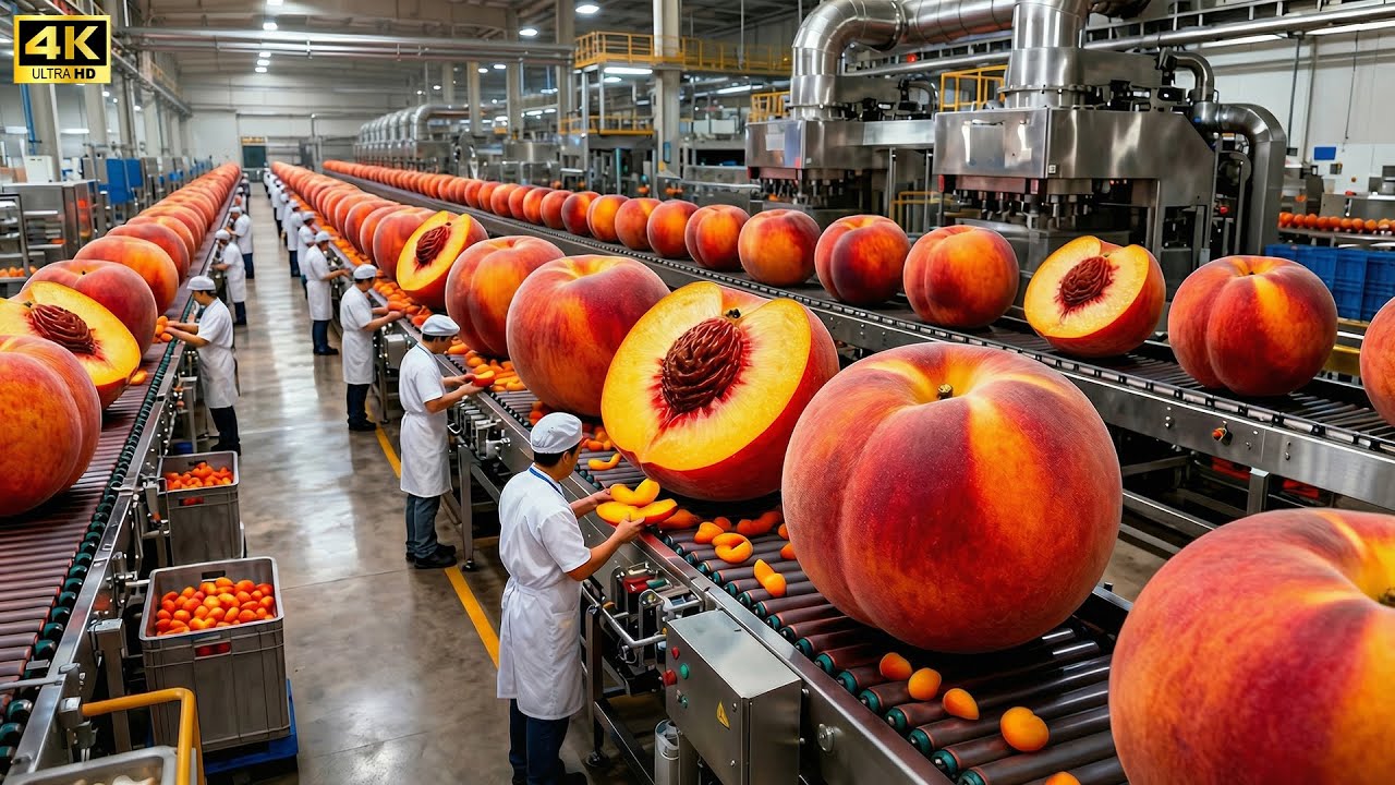 Inside the Modern Peach Juice Factory: From Raw Peaches to Bottled Premium Juice (Full Process)
