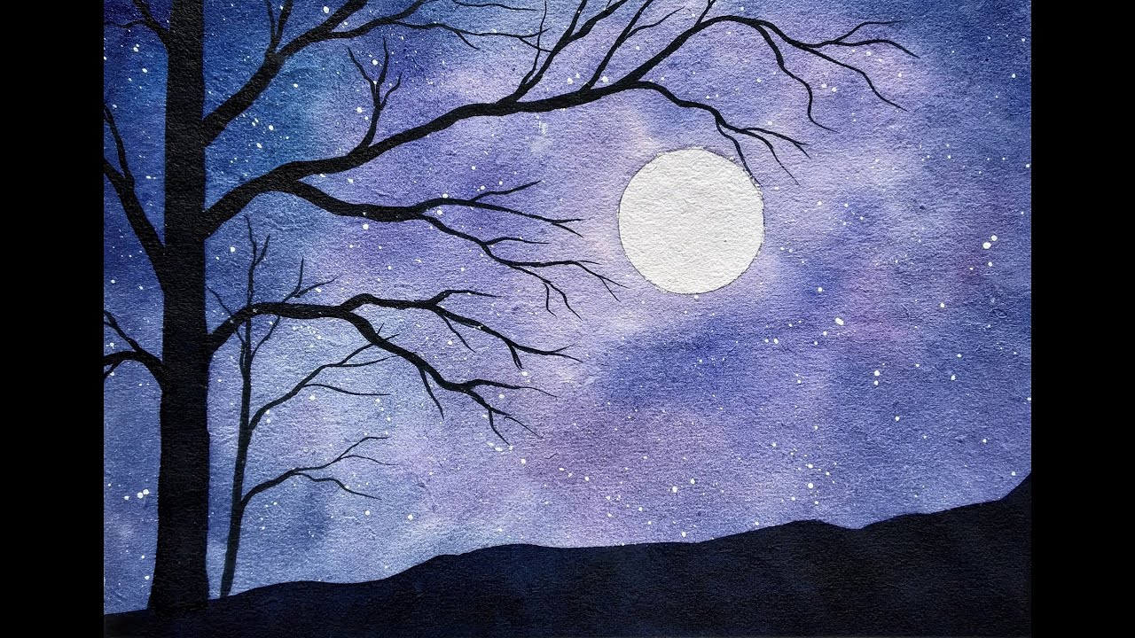HOW TO PAINT: Night Sky with Tree Watercolor