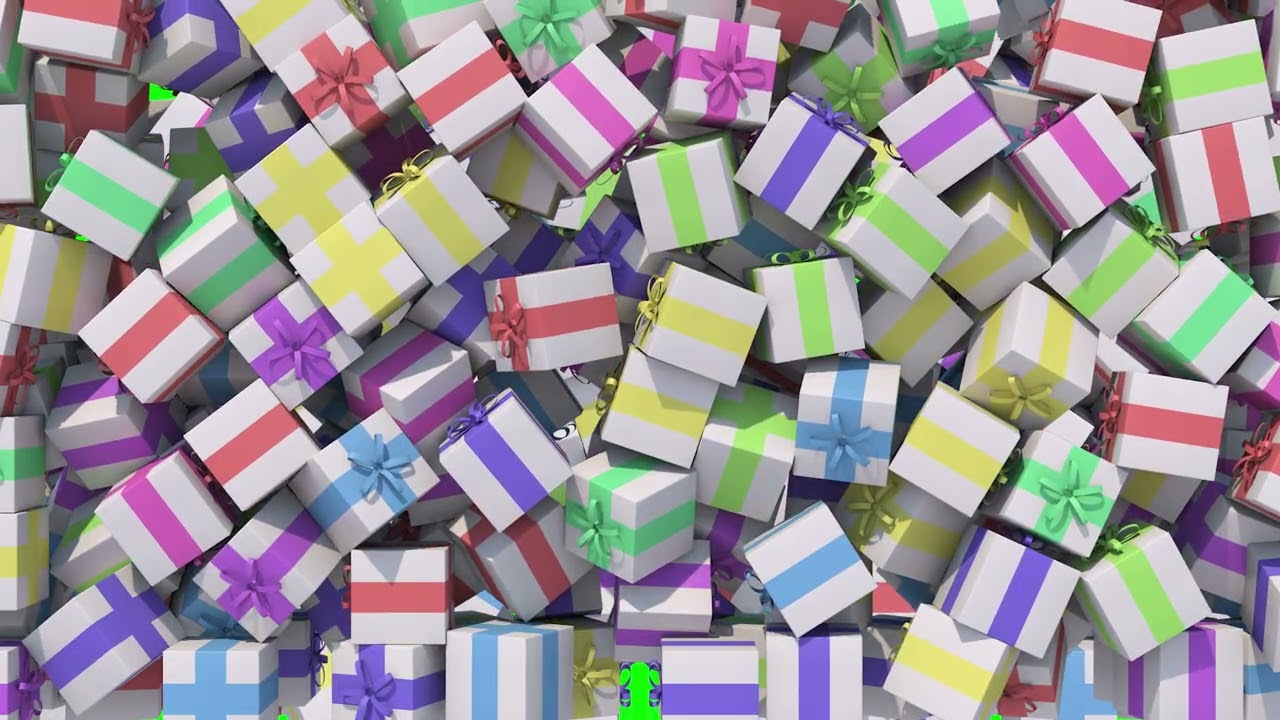 Gifts falling green screen