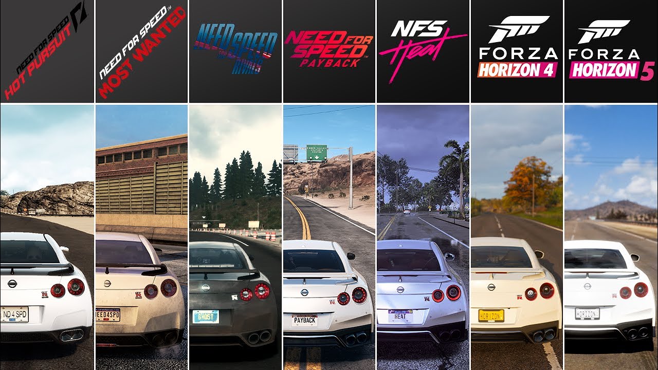 NFS Hot Pursuit Most Wanted Rivals Heat Payback vs Forza Horizon 4 & 5 | Nissan GT-R | Comparison