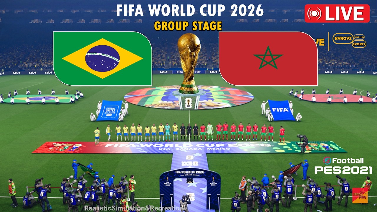 🔴LIVE : BRAZIL vs MOROCCO | FIFA World Cup 2026 - Group Stage | Prediction Simulation PES 2021