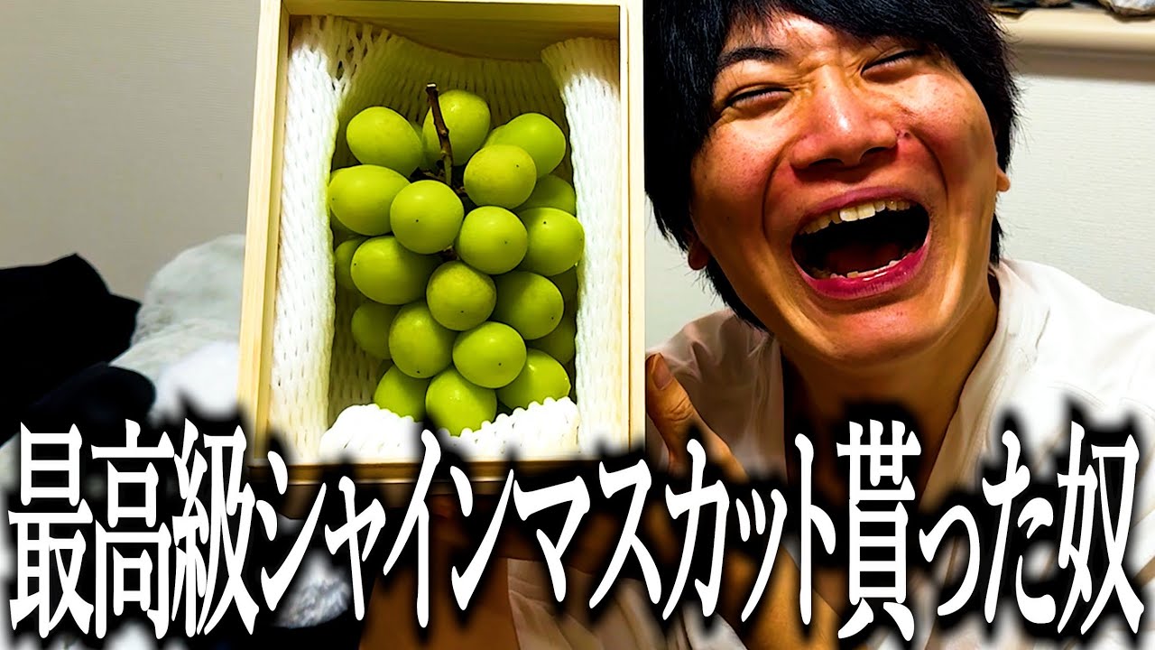 最高級シャインマスカットを食べて味覚が研ぎ澄まされる奴【千疋屋】【甘み】【指】