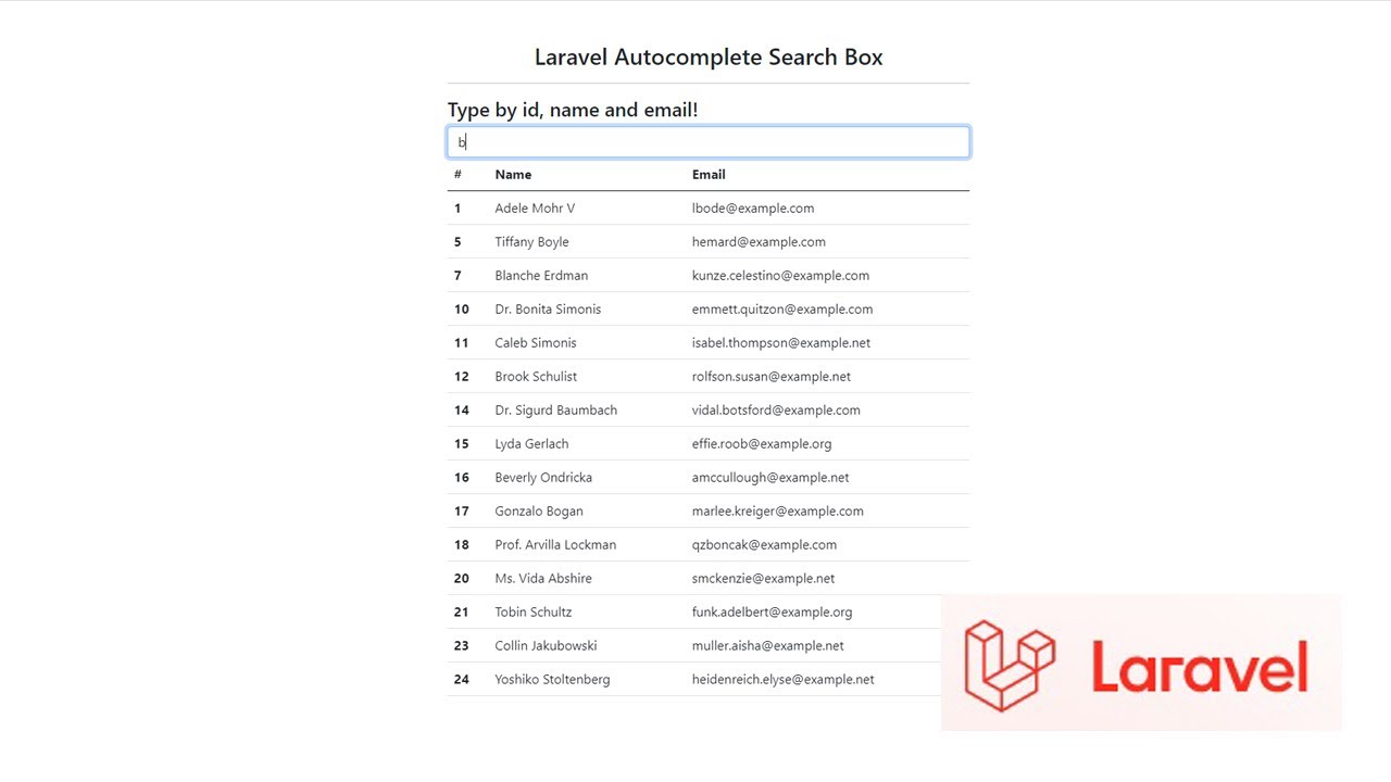 Laravel Autocomplete Search Box