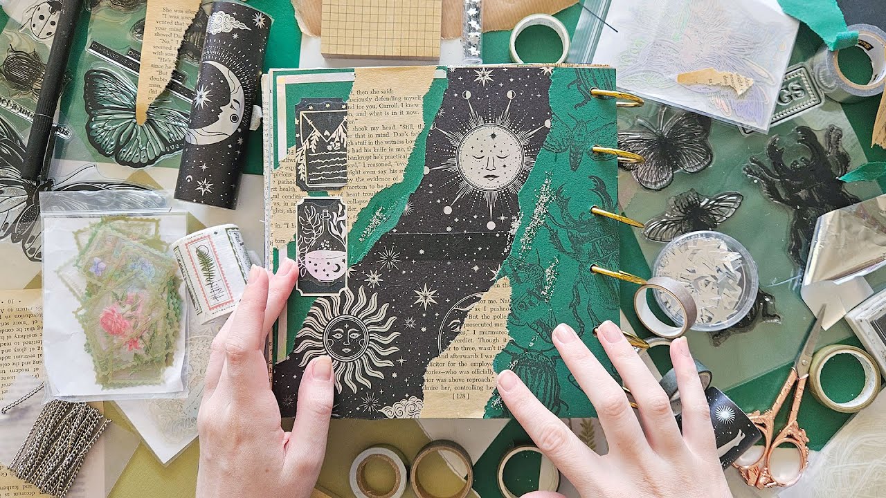 ASMR Scrapbook With Me | Mystical Theme | Relaxing Stationery Sounds | No Talking