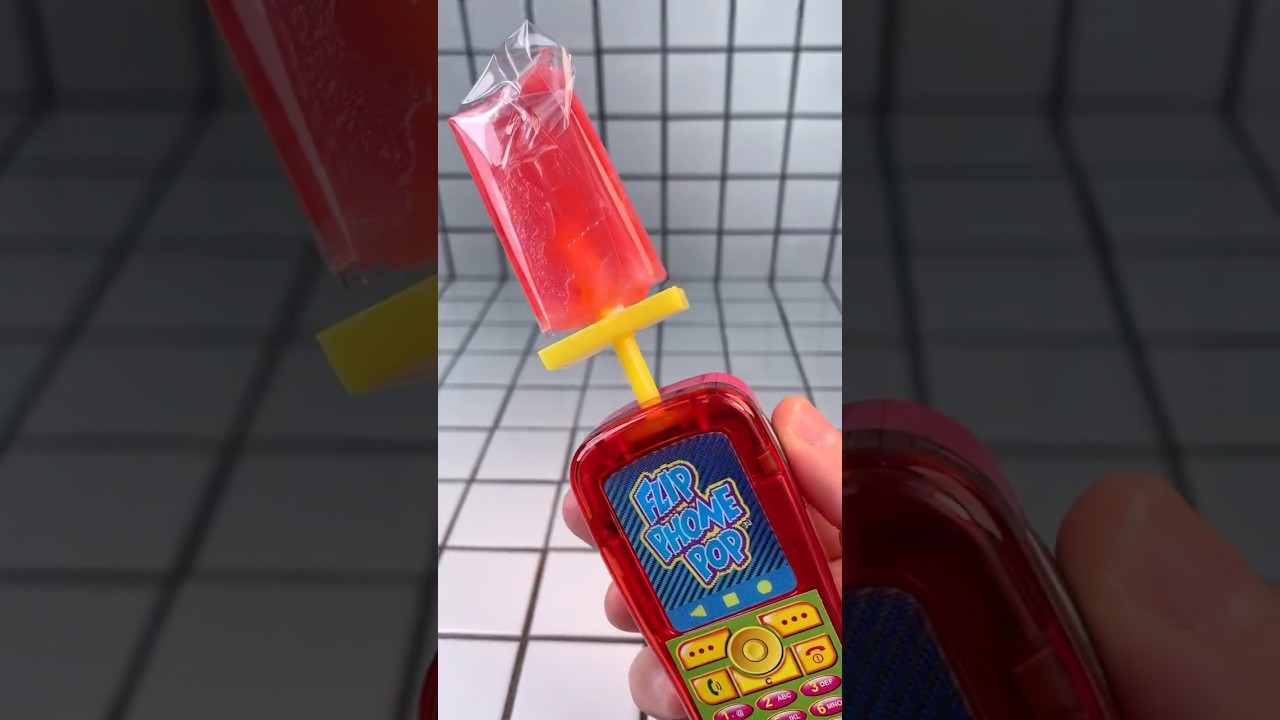 Pink Flip Phone Pop Candy jelly food mukbang