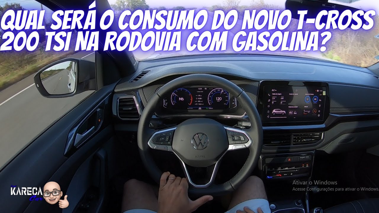 TESTE DE CONSUMO NA RODOVIA COM VW T-CROSS COMFORTLINE 2025  200TSI COM GASOLINA!
