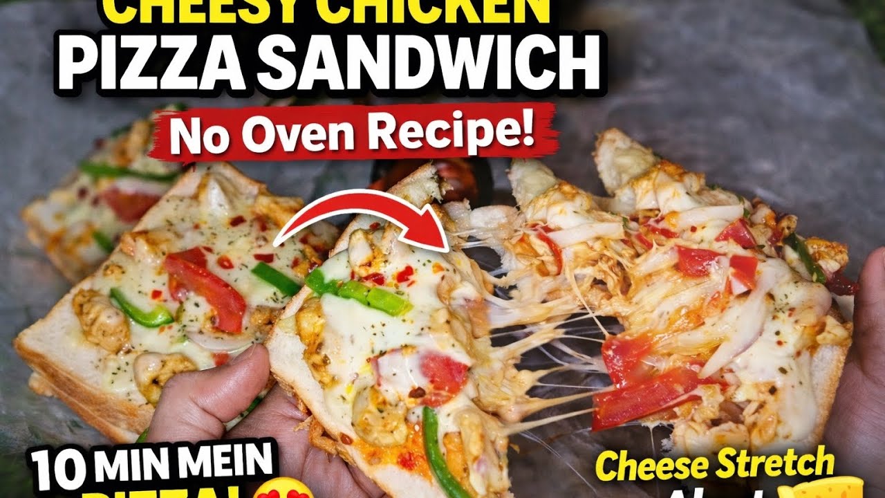 I Made Pizza Without Oven 😍 | Cheesy Chicken Sandwich | iftar recipes