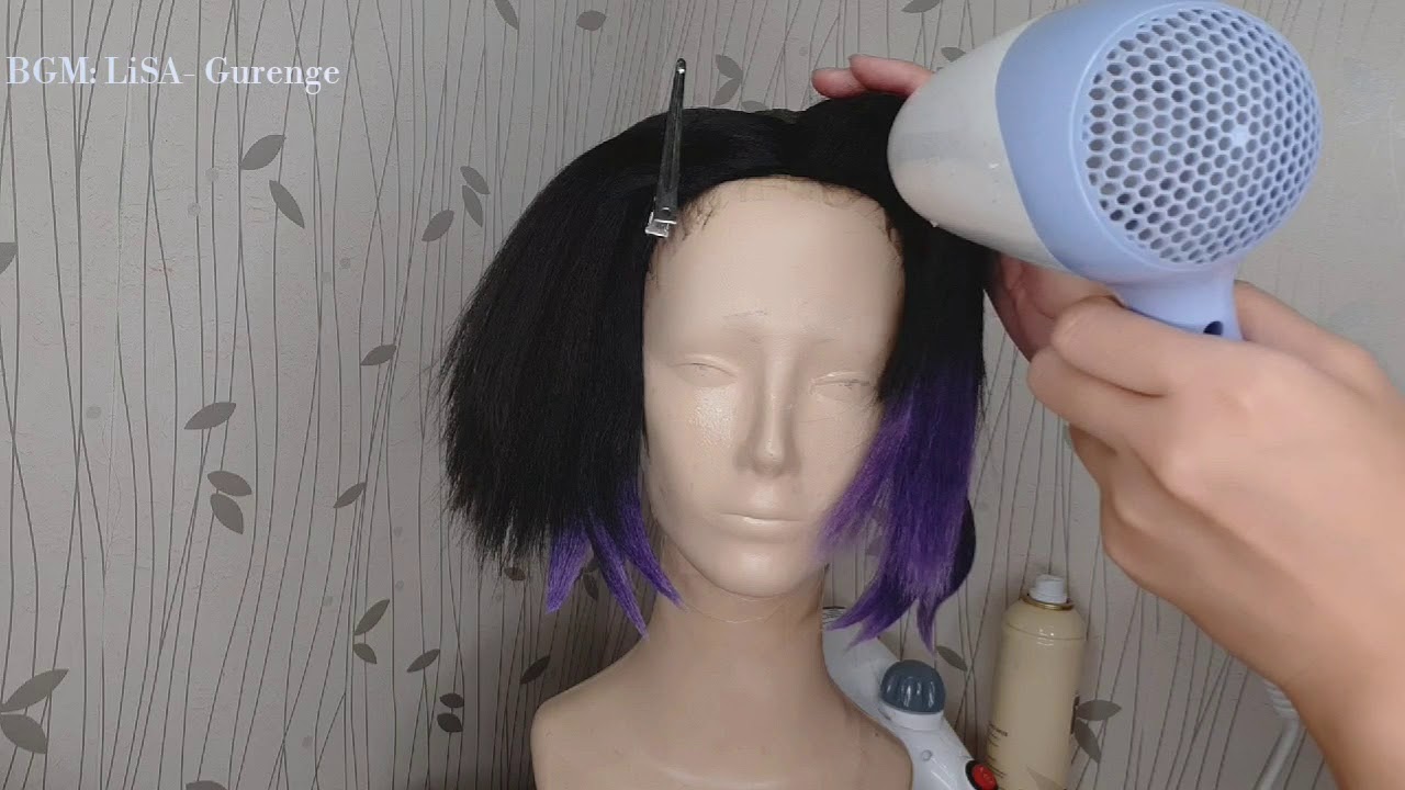 Shinobu Kocho wig tutorial [wig coloring using markers]