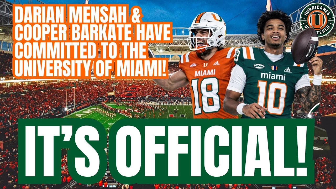 It's OFFICIAL! Darian Mensah and Cooper Barkate HAVE COMMITTED TO the UNIVERSITY OF MIAMI!