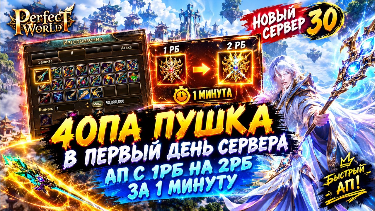 Как сделать 40па пушку в первый день нового сервера [30]. Быстрый ап с 1рб на 2рб.