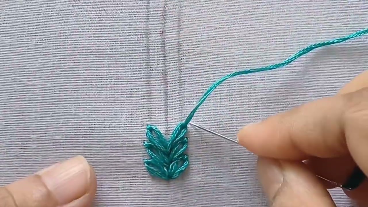 Unique design of Lazy Daisy chain  stitch.  Simple & beautiful borderline hand embroidery design..