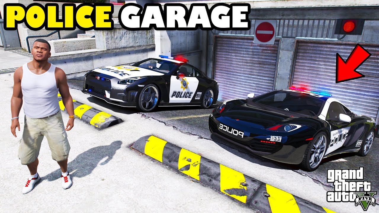 Franklin Went Inside The Secret Police Station Garage In GTA 5 | SHINCHAN and CHOP