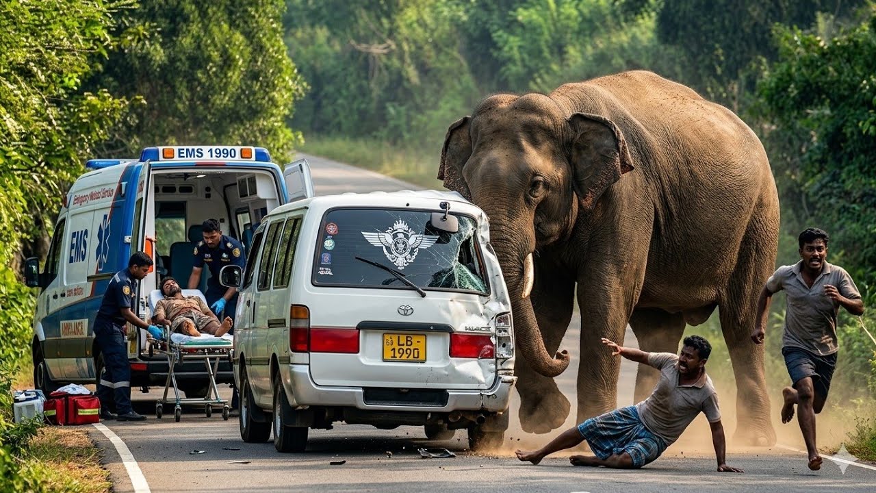 Wild Elephant Attack! 🐘 Extreme Close Call with a Van & Emergency Rescue | Sri Lanka Wild Encounter
