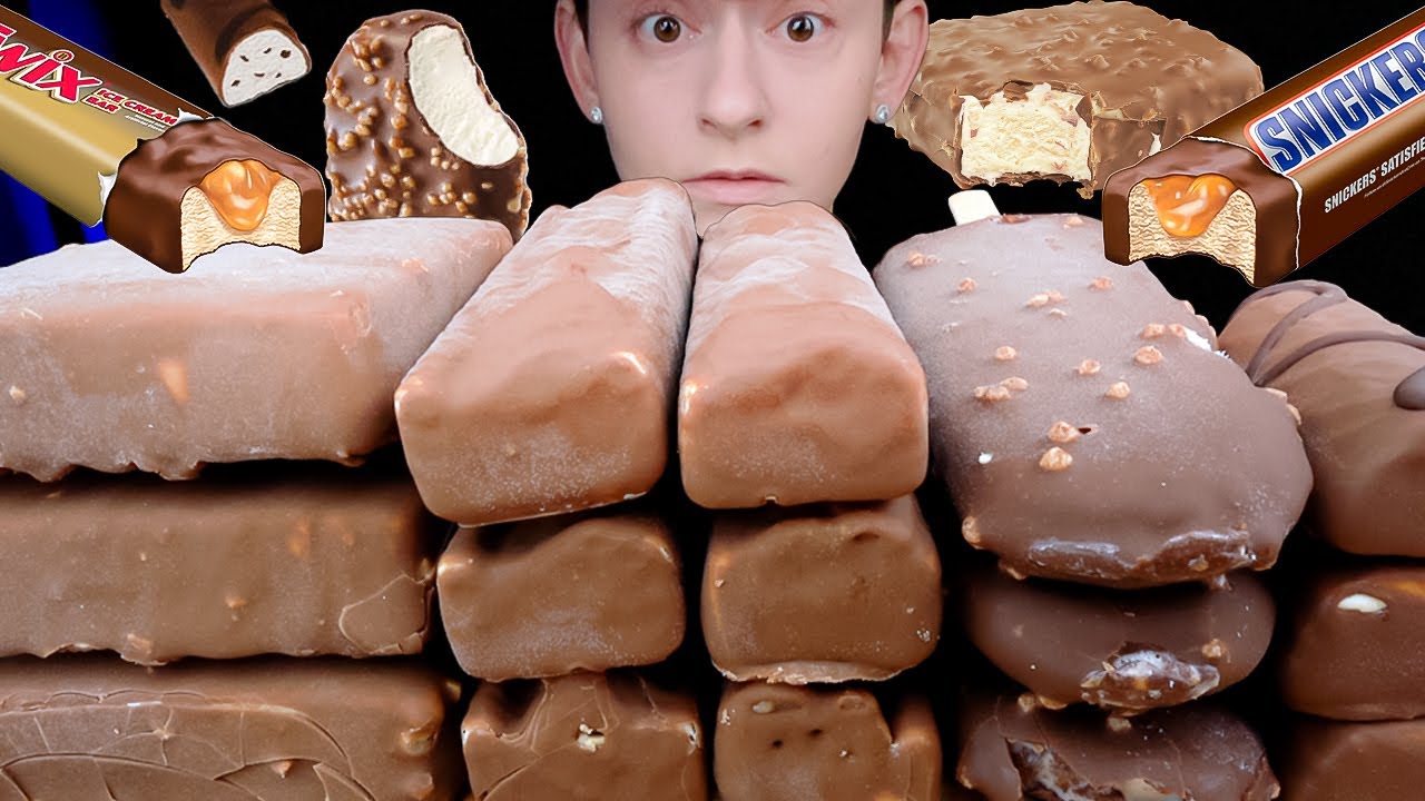 ASMR Chocolate Candy Ice Cream *Snickers, Twix, Crunch Bar, Dove, Klondike Heath