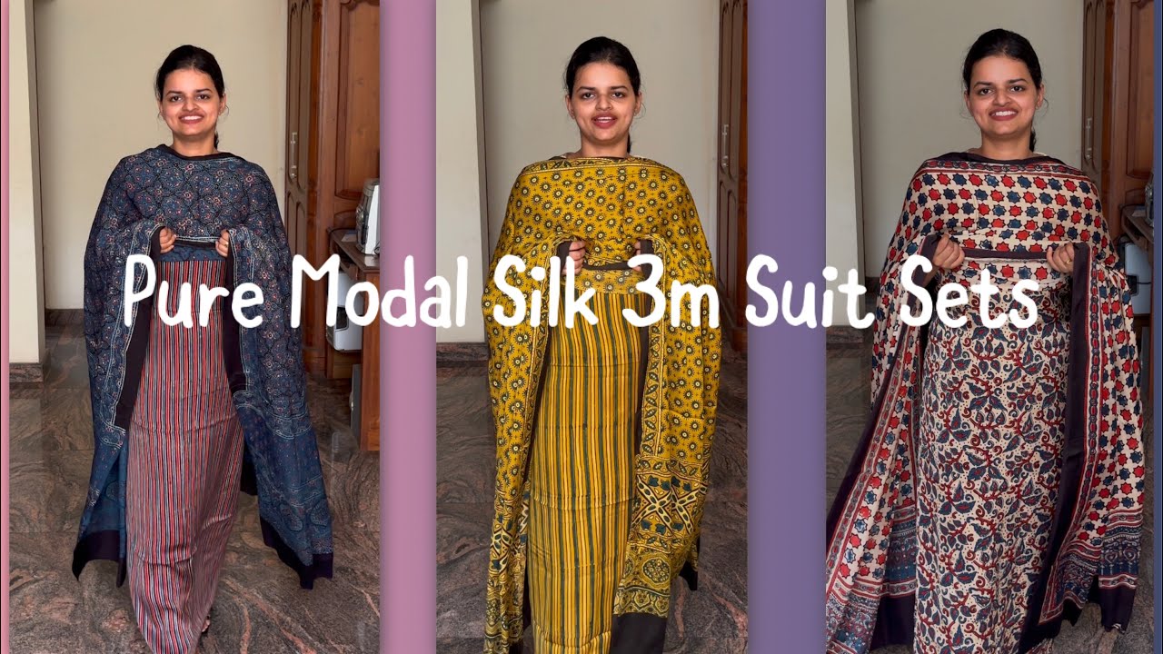 EPI 463|PURE MODAL SILK 3 mtr SUITS|DESIGNER HANDBLOCK PRINTS #modal #dressmaterials @curatedvault