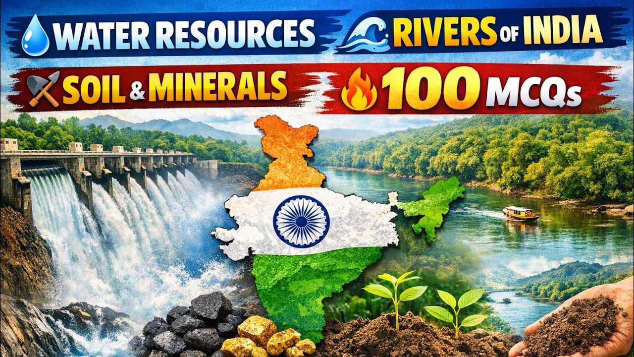 100 Geography MCQs | Water Resources, Rivers of India, Soil & Minerals | TNPSC 2026 Tamil + English