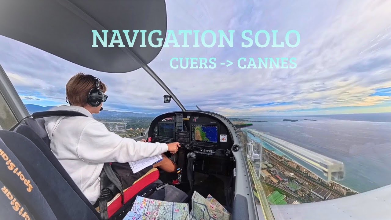 Navigation solo &agrave; 16ans LFTF(Cuers)-LFMD(Cannes) / Formation PPL / Evektor Sportstar 