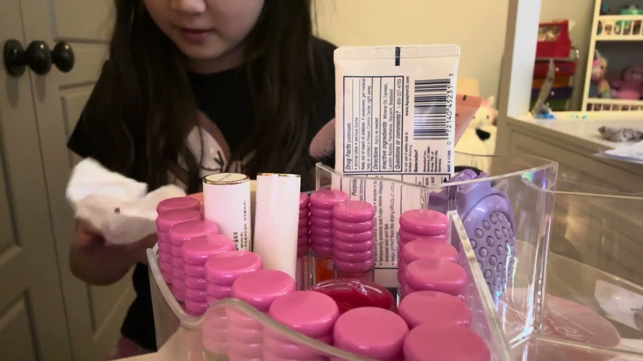 Filling up my spinning organizer with my makeup products.