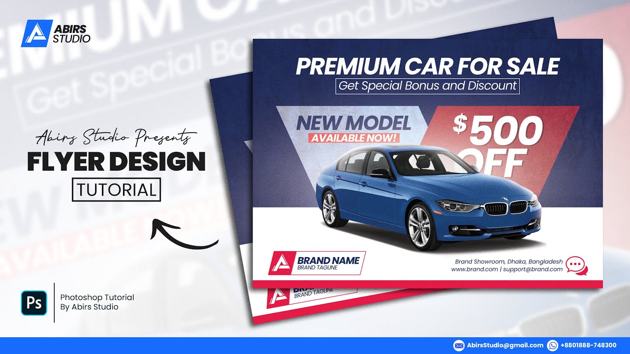Car Sales Creative Flyer Design | Photoshop Tutorial