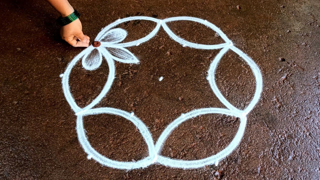 Diwali simple flowers kolam🌹5*3 deepavali special kolam🌹 Diwali muggulu designs🌹 Super rangoli