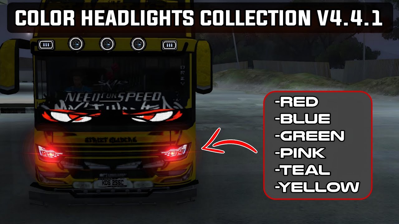 BUSSID COLORED HEADLIGHTS COLLECTION MOD V4.4.1