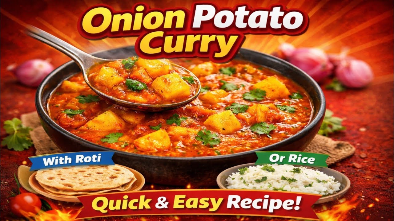 Easy Onion Potato Curry 😋 | Aloo Pyaz Sabzi Recipe | Simple Veg Curry for Roti & Rice