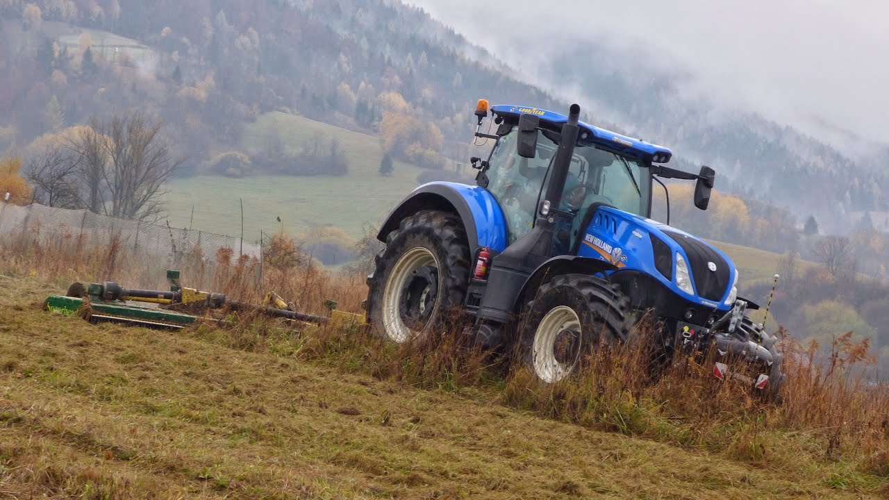 Mulčovanie neudržiavaných pozemkov s New Holland T7. 290 + Spearhead Multicut 620