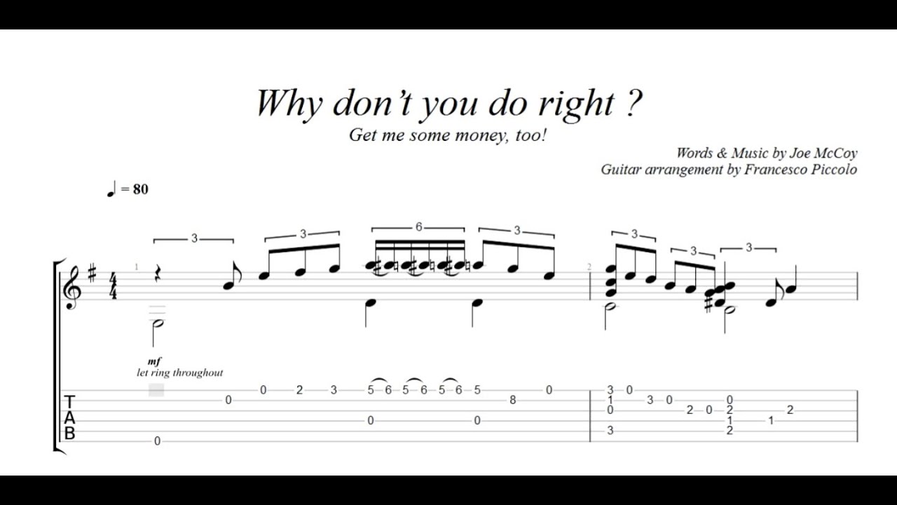 Fingerstyle Guitar - Why don’t you do right (From Jazz Tunes Vol.2, Nr.9)
