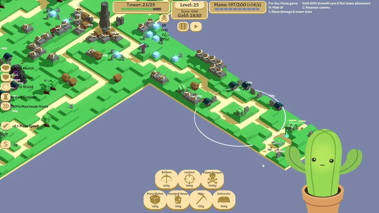 CONQUERING Quadruple Defense! [ Cactus Plays Rogue Tower ]