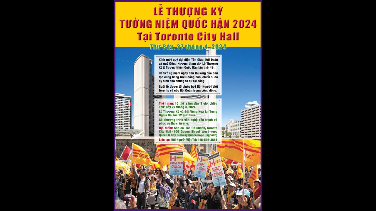 Lễ Thượng Kỳ và Tưởng Niệm Quốc Hận lần thứ 49 tại Toronto City Hall, Canada, ngày 27 tháng 4, 2024