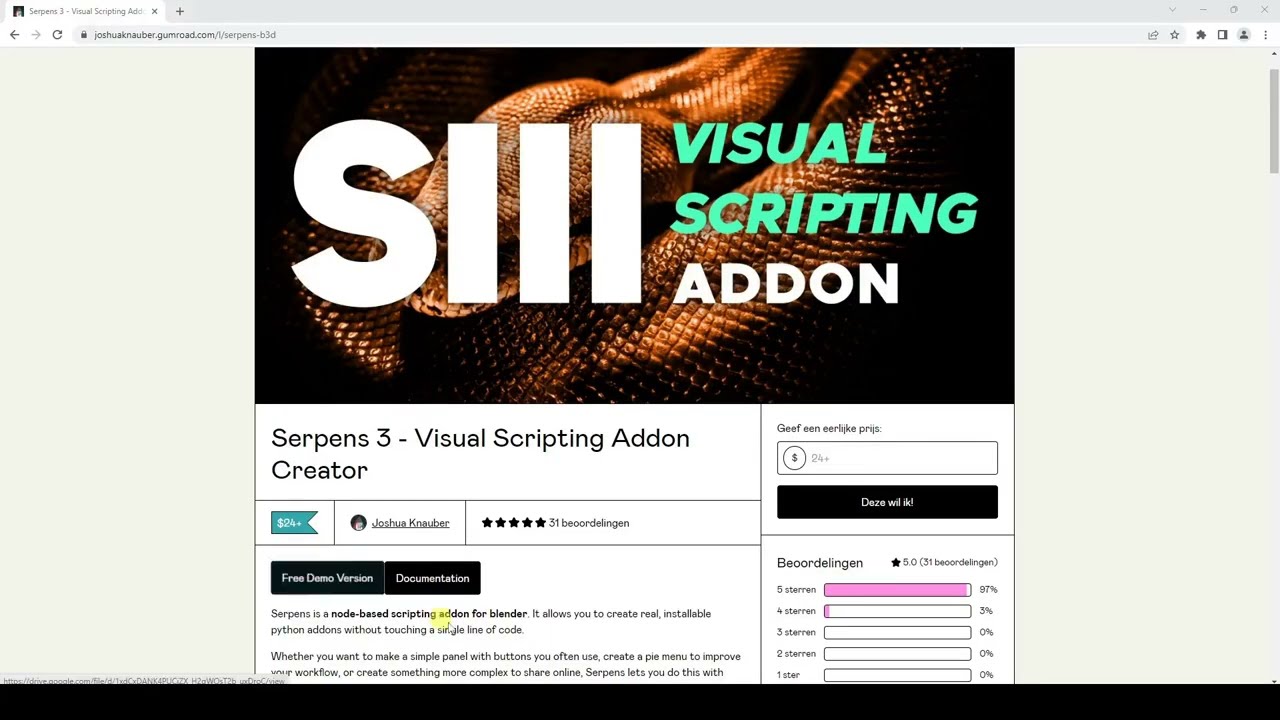 Blender - serpens  - first look - create your own addon