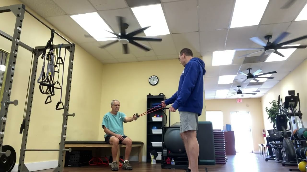 Partner assisted one arm row exercise.  A great Tandem Tuesday back and core workout!
