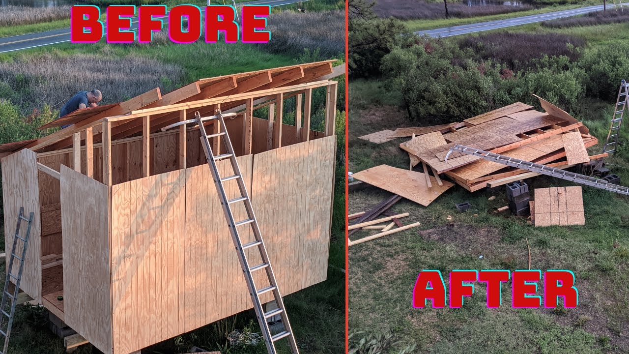 Renovating Lean-To Shed | Part 2: Wall Siding, Roof Sheathing + Tornado Toppling