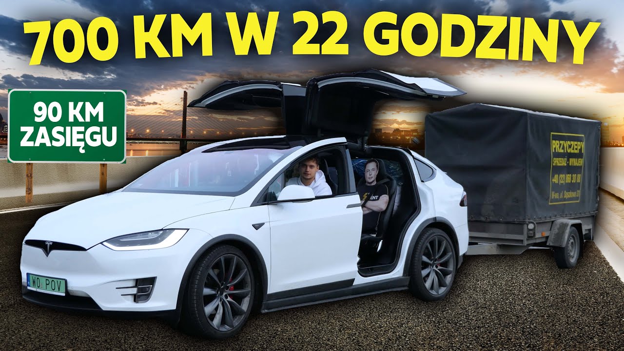 TESLA MODEL X Z PRZYCZEPĄ! Trasa 700 km i ładowanie co 100 km? 🤦