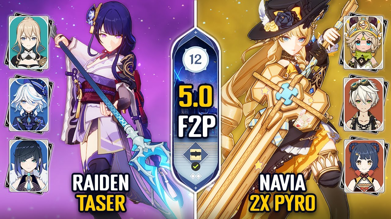 F2P C0 Raiden Taser & C0 Navia Double Pyro Team | New Spiral Abyss 5.0 Floor 12 | Genshin Impact