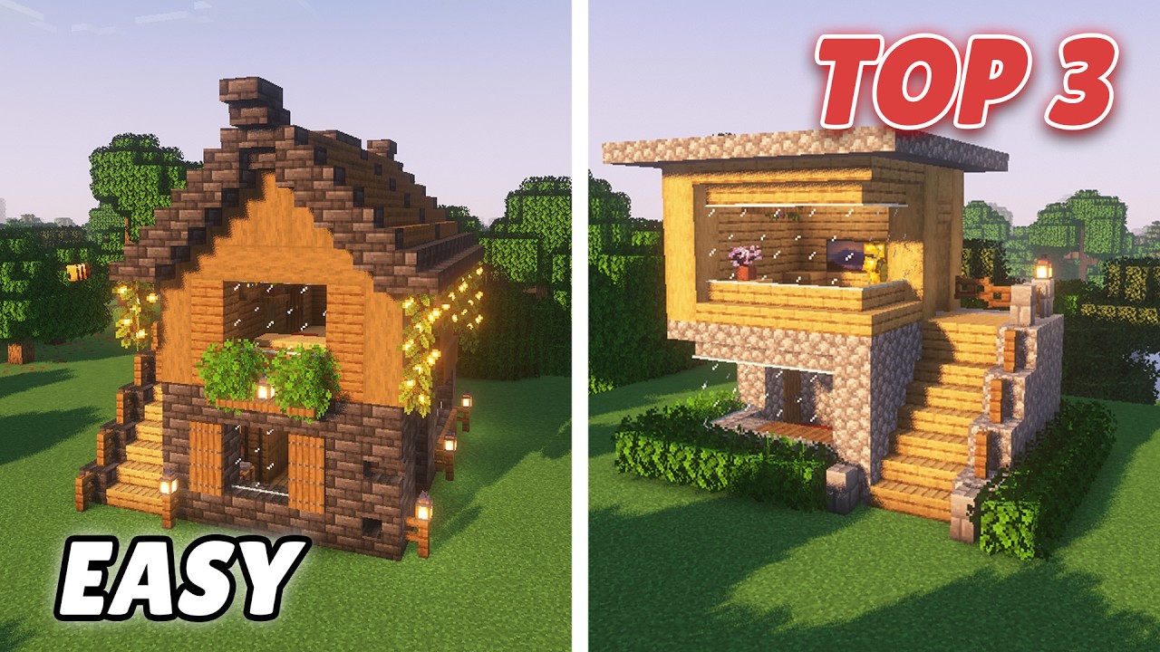 TOP 3 Survival House Tutorials #minecraft