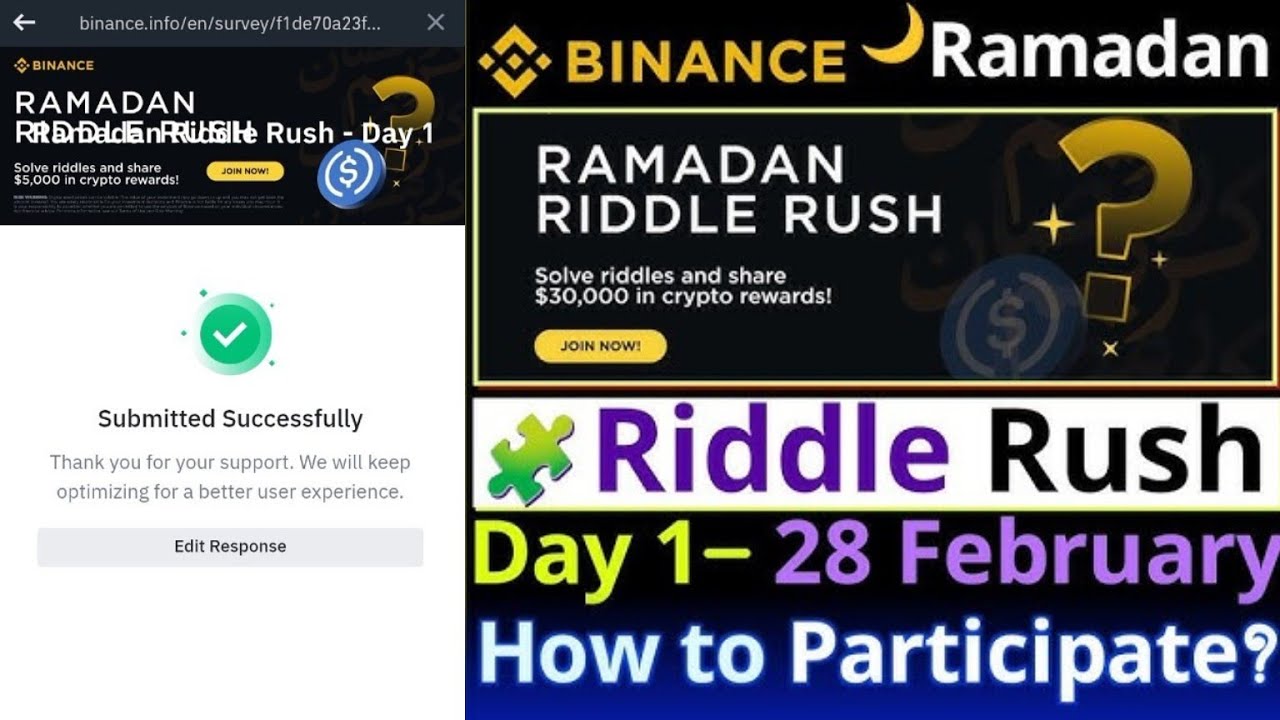 Binance Ramadan Riddle Rush | How to participate and Complete The Survey | Day 1