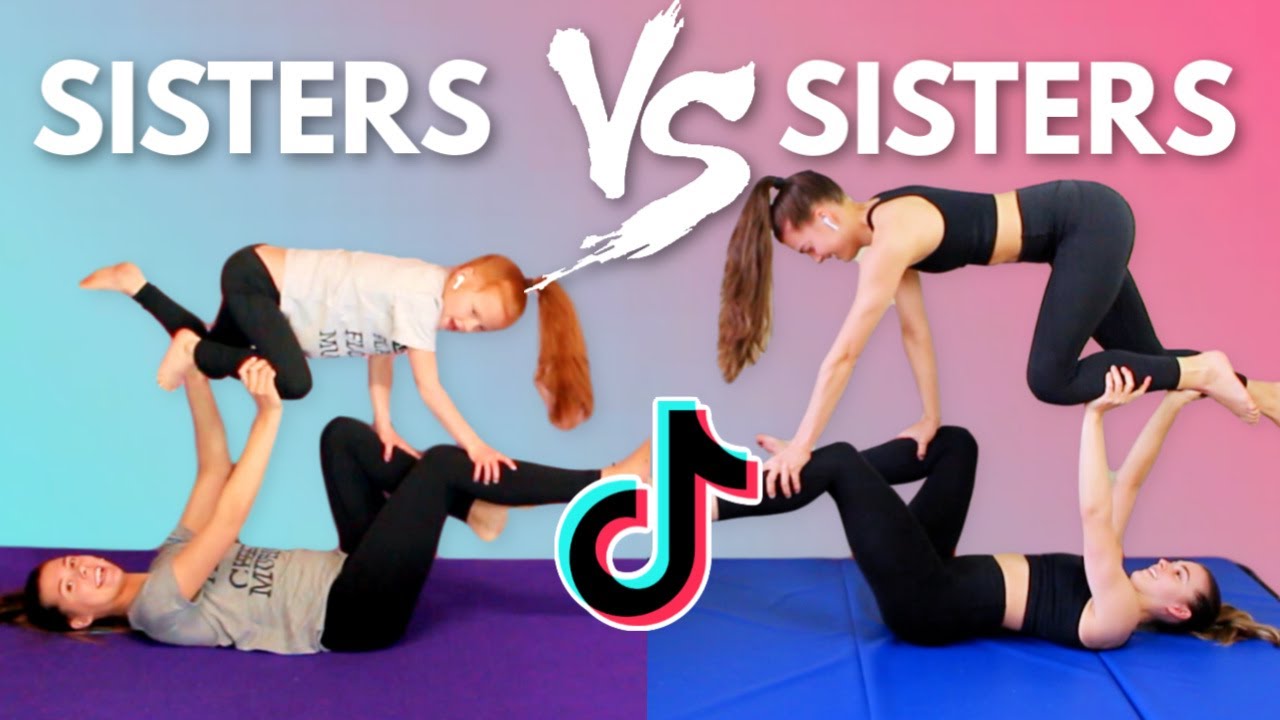 SISTERS VS SISTERS Tik Tok Acro Gymnastics Challenge!