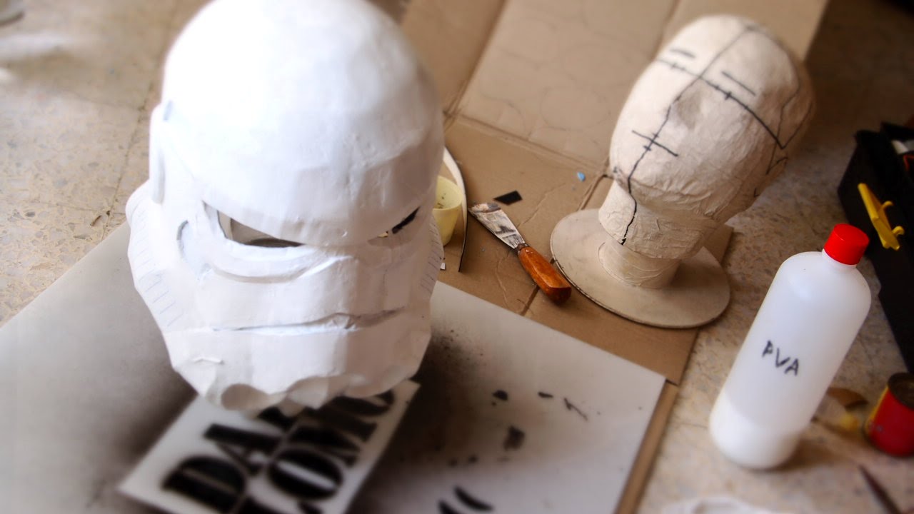 Make Stormtrooper Helmet Part 3 - Paper Mache & Plaster // How to
