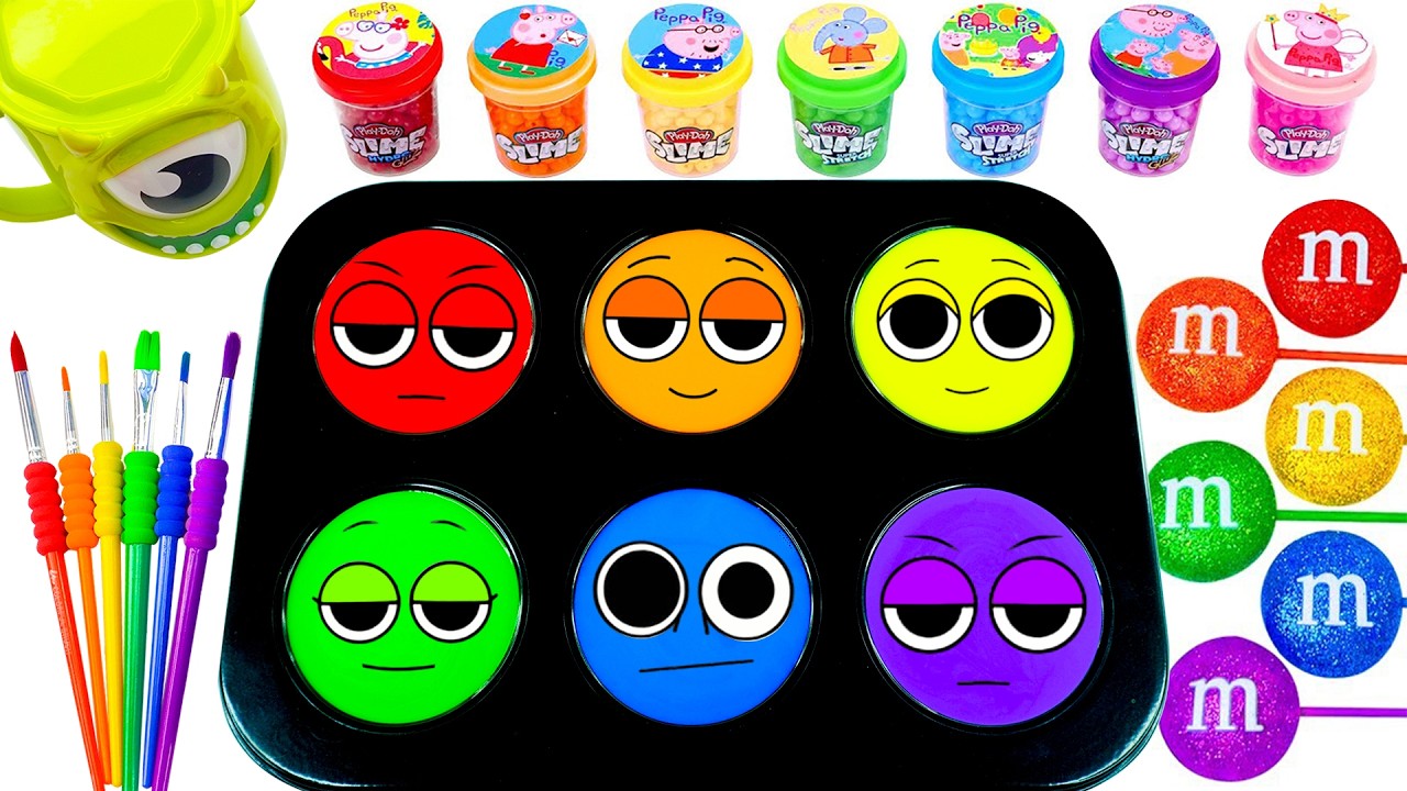 Oddly Satisfying Video 💖 DIY How To Make Rainbow Glitter Sprunki Candy BIG FORM 6 Slime & Color ASMR