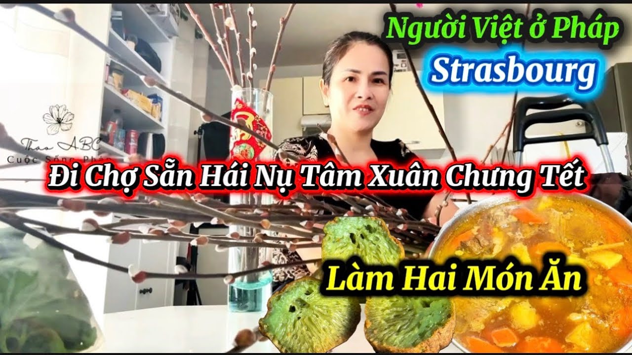Người Việt ở Pháp - Đi Chợ Sẫn Hái Nụ Tầm Xuân Chưng Tết - Làm Hai Món Ăn Cho Nhà