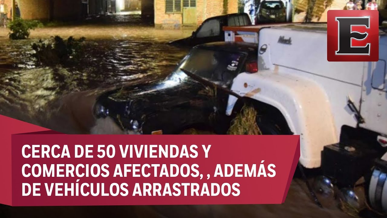 Desbordamiento de arroyo por tromba en Aguascalientes causa inundaciones