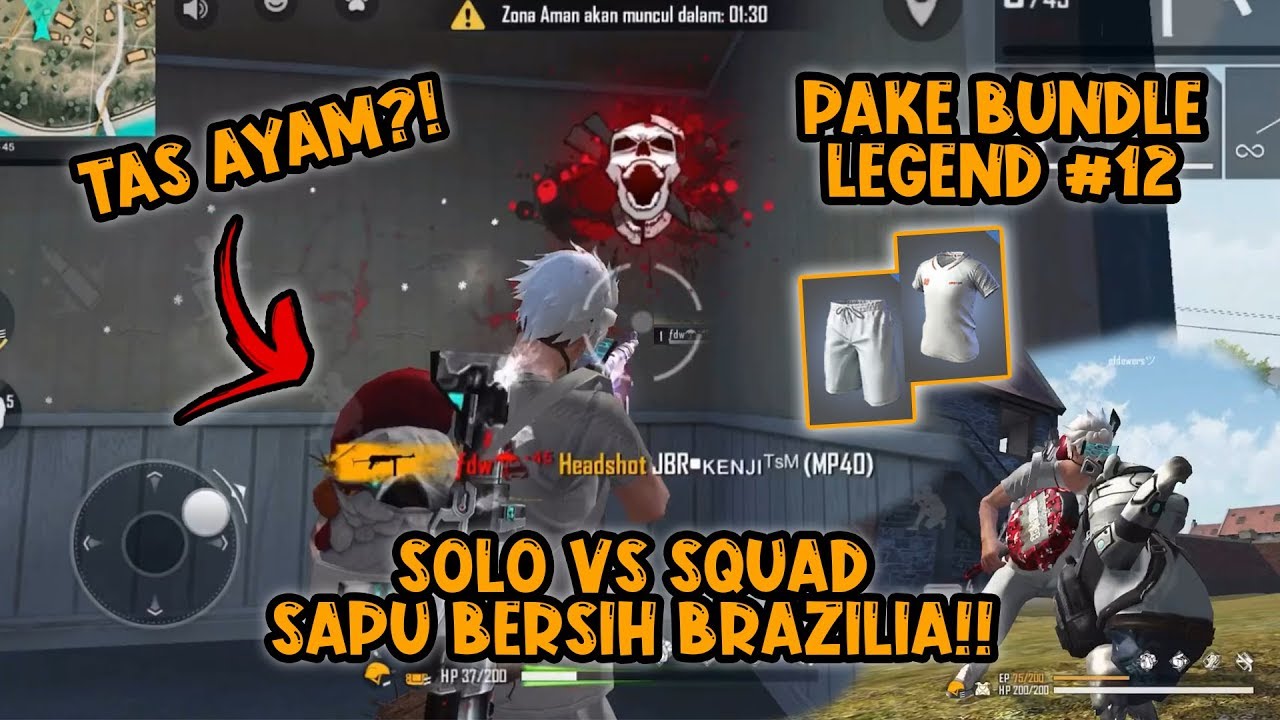 PAKE BUNDLE LEGEND #12?! SOLO Vs SQUAD SAPU BERSIH BRAZILIA!!