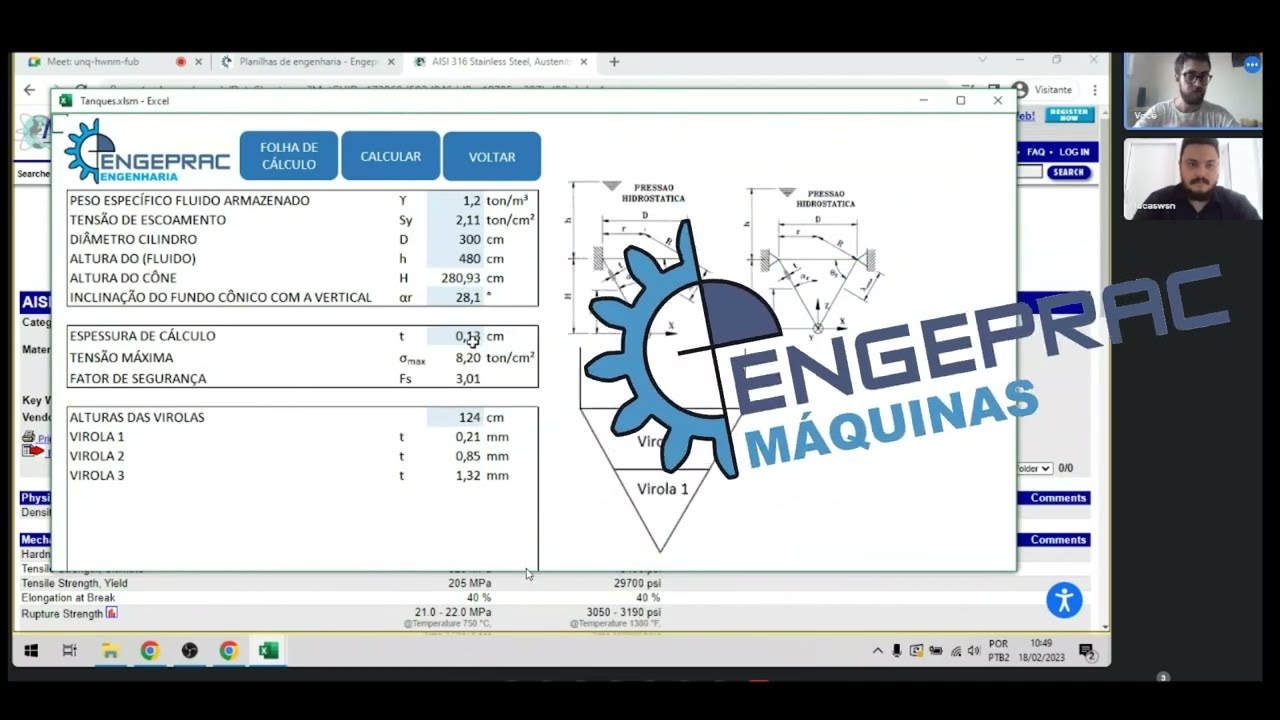Dimensionamento de espessura de parede de tanques