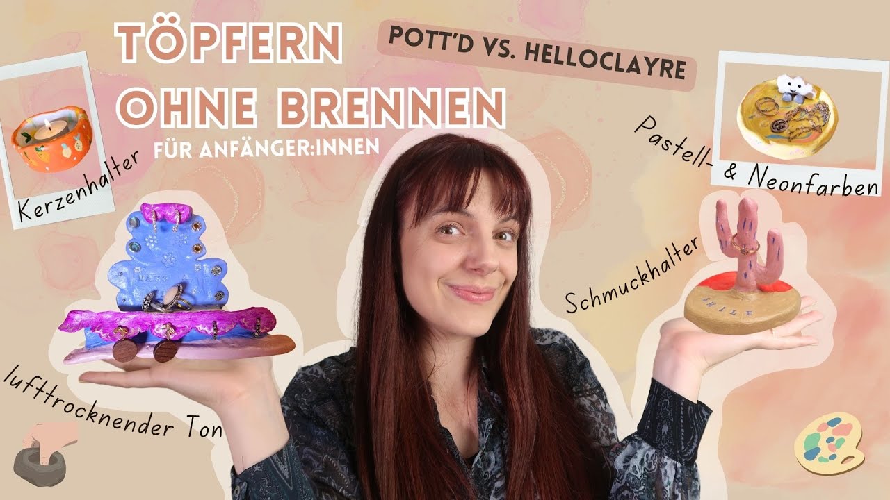 Töpfern ohne Brennen Part 2 – Ideen mit Neon- & Pastellfarben | Pott’d vs. HelloClayre