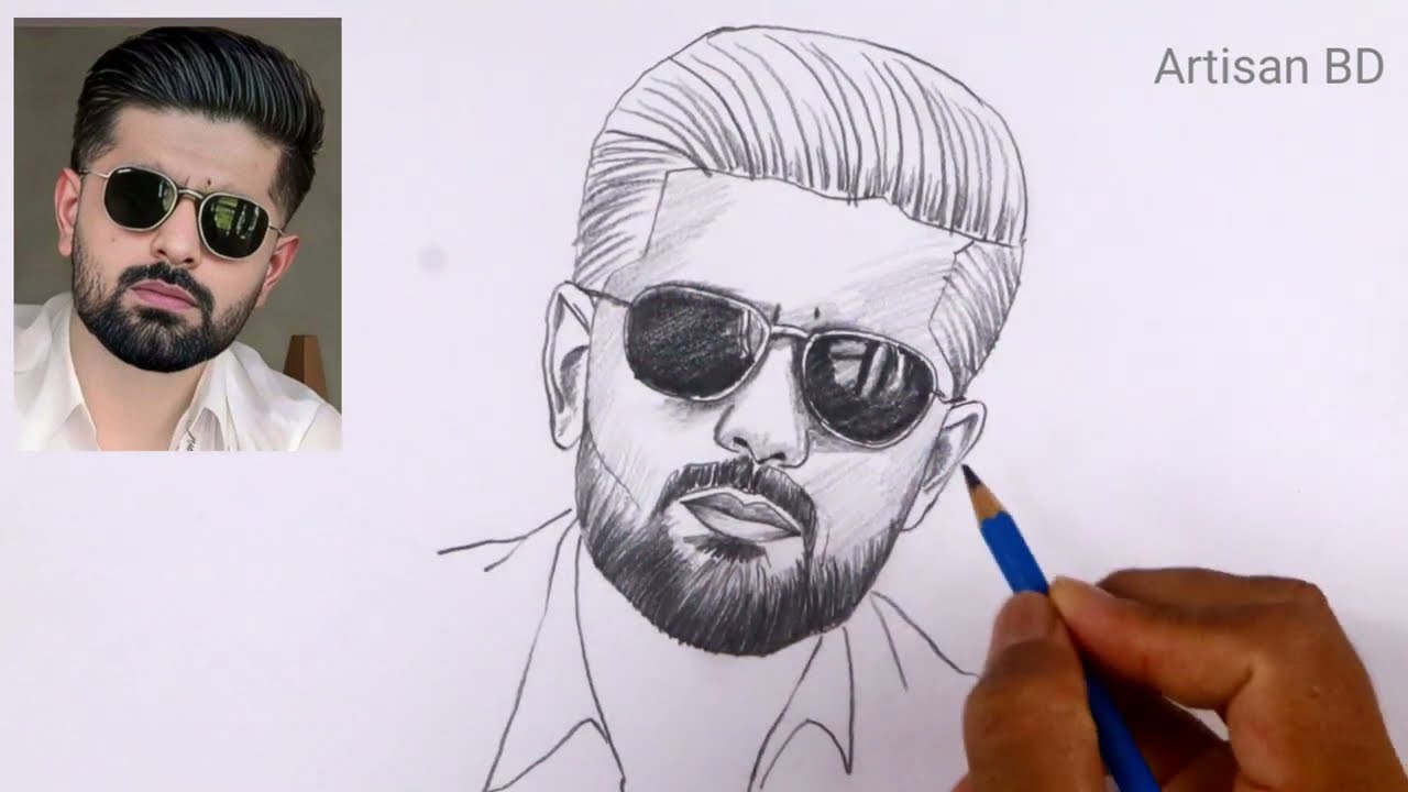 How To Draw Babar Azam Easy Portrait Drawing, USA Cricket World Cup 2024 #babarazam