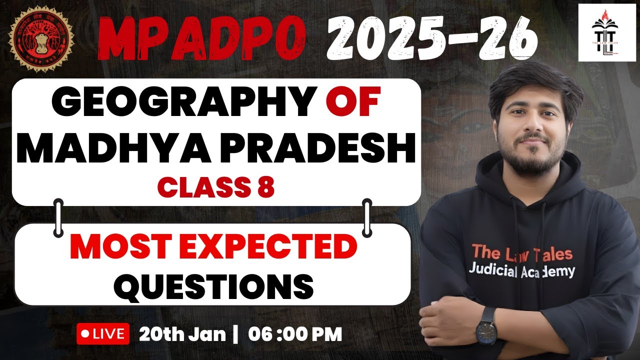 MP ADPO 2025-26 | Top MCQ on Madhya Pradesh Geography | MP Geography Class 8 | By Anurag Sir