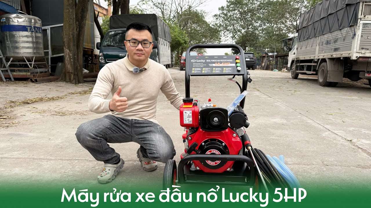 Máy rửa xe đầu nổ Lucky 5HP | Động cơ 211CC – Rửa xe lưu động không cần điện